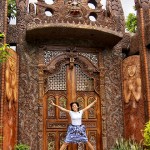 Gerlie in front of the wooden gate going to Pavilion Patricia